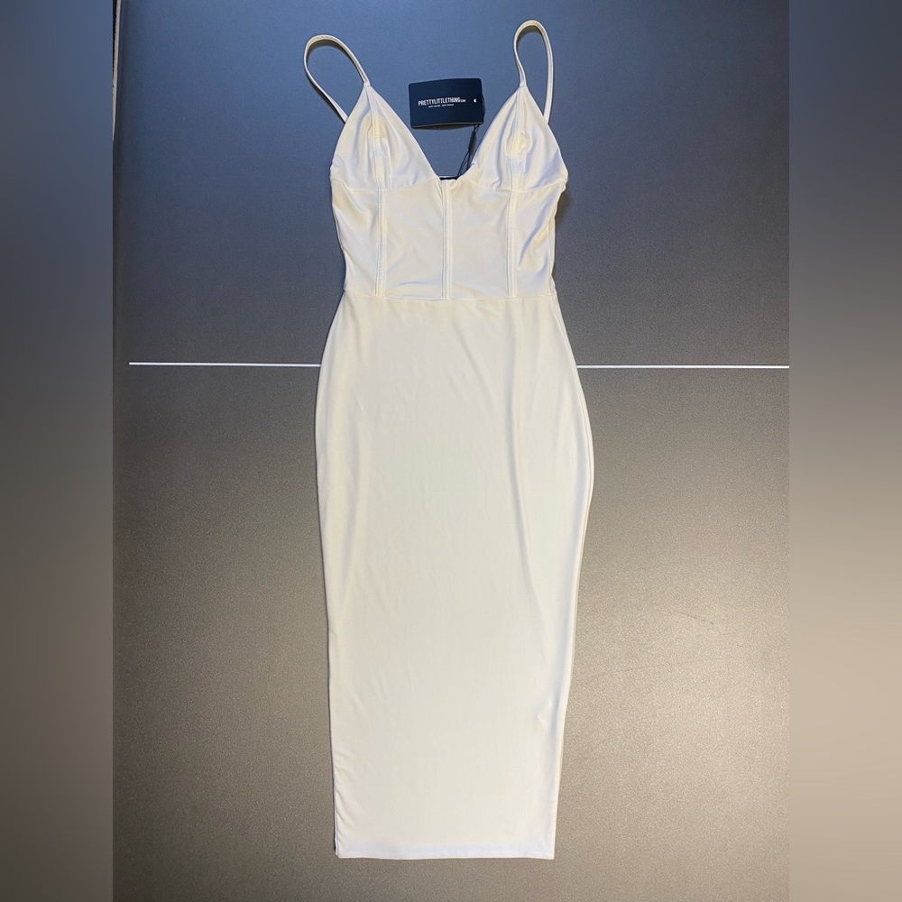 Shape Ivory Slinky Paneled Midi Dress Size 6 - New with Tags White